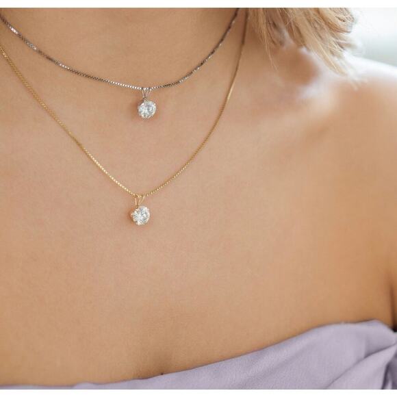 1ct Lab Grown Diamond Necklace | G VS Round Brilliant | 14K Gold - Picture 3 of 6